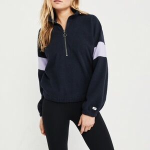 ABERCROMBIE COLORBLOCK SHERPA HALF-ZIP SWEATSHIRT SIZE SMALL